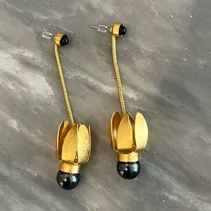 Tulip Dangle earrings by Aris. Gold. Lightweight. Statement. Special occasion.
